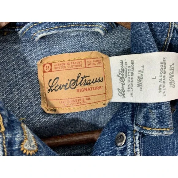 Levi Strauss Signature Denim Blue Jean Youth Button-up Jacket Large (L) - Picture 3 of 13